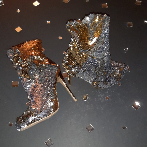 Shoes - Silver and gold sequin booties
